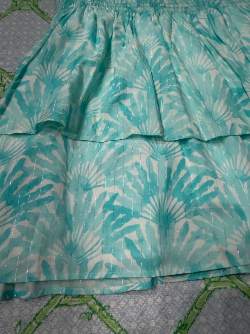 Vineyard Vines Aqua & White Floral Tiered Casual Dress - Picture 4 of 5